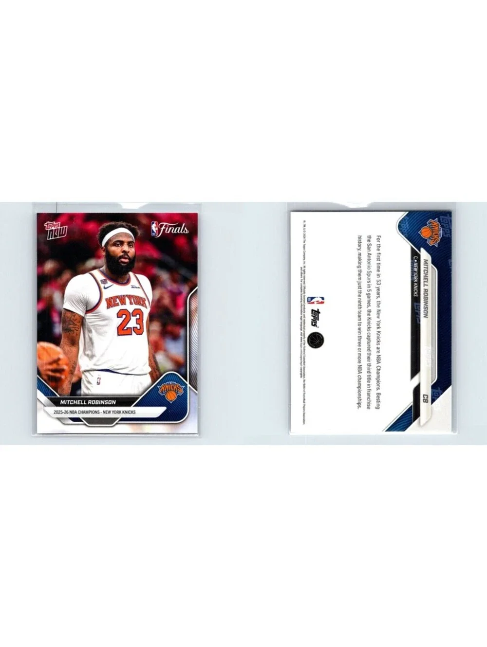 2025-26 Topps Now NBA Mitchell Robinson #C8 New York Knicks Champions